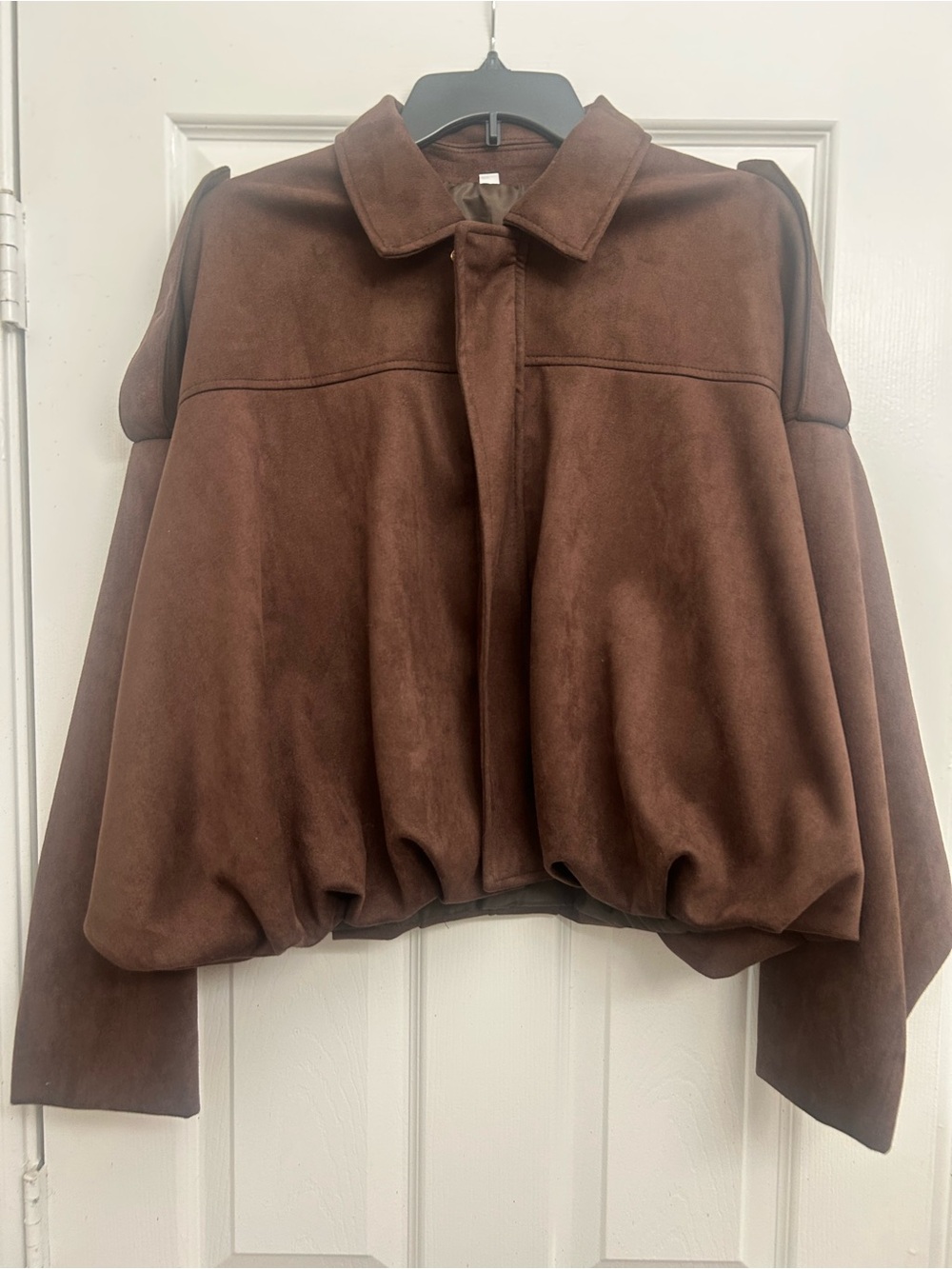Women's Brown Suede-Style Bomber Jacket